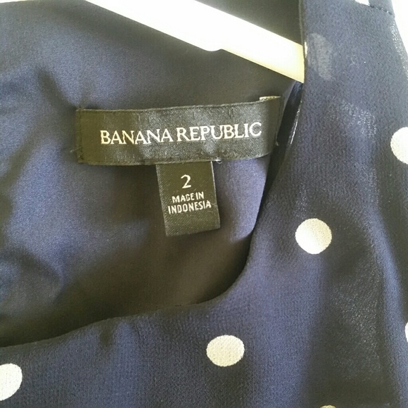 BANANA REPUBLIC Polka Dot Navy Flare Dress, Sz. 2 - Picture 7 of 8